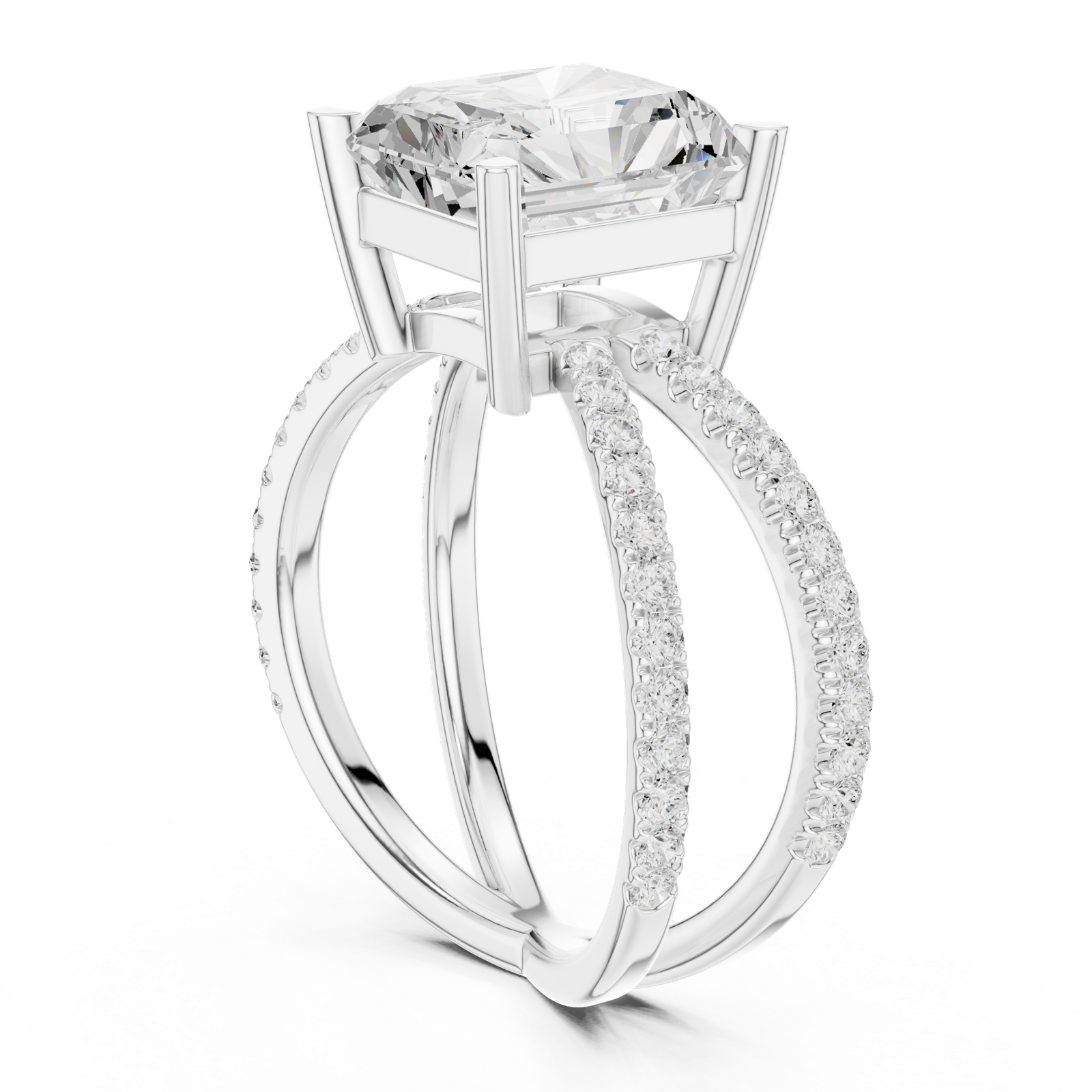 Gold Jewelry L36-25, Radiant center stone, White Gold, view 1
