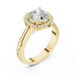 Gold Ring, Cushion center stone, Yellow Gold, view 2
