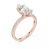 Gold Ring DDLR-040, Marquise center stone, Rose Gold, view 2