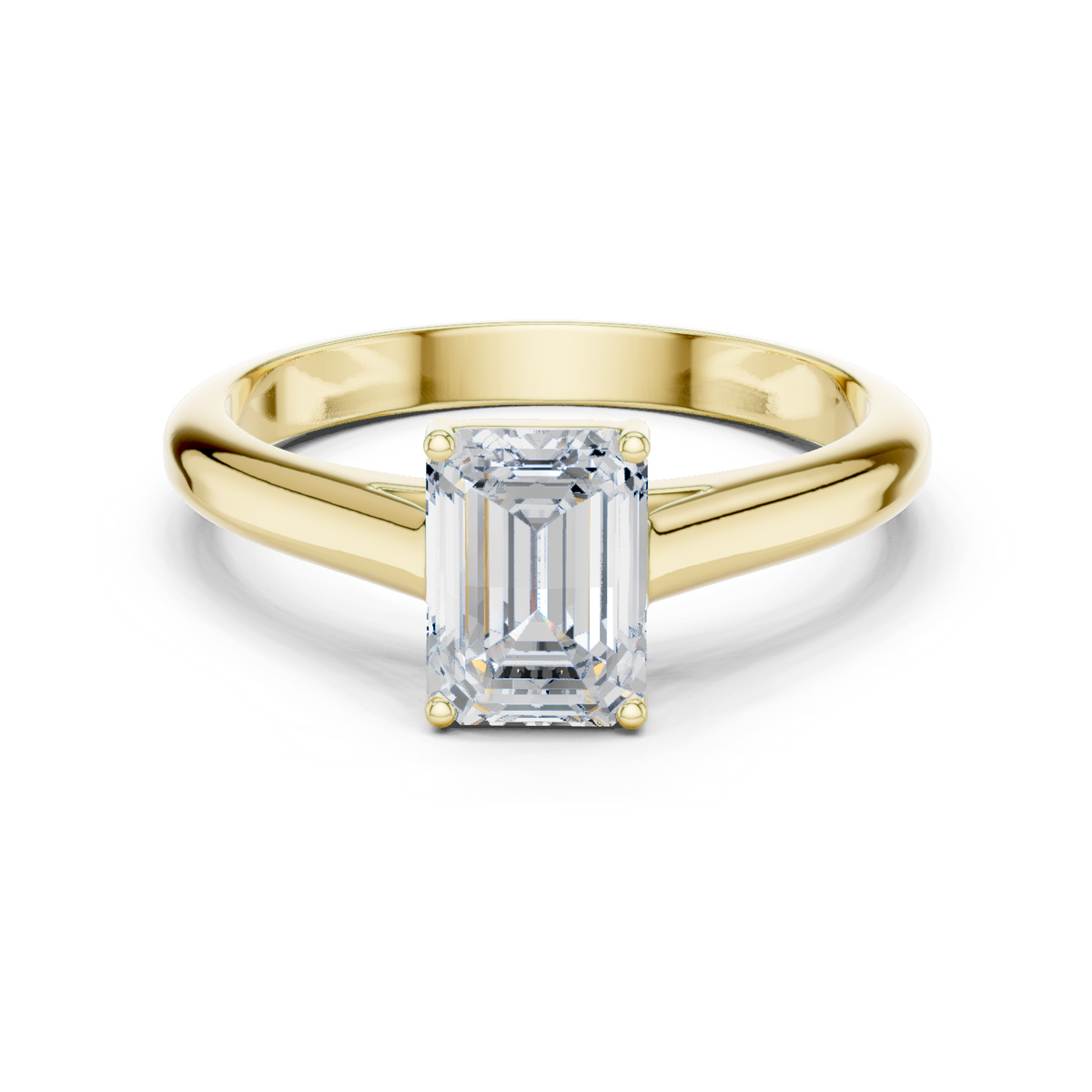 14K Solid Gold Lab Diamond Solitaire Ring, Yellow Gold