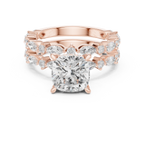 Gold Ring DDLR-301, Cushion center stone, Rose Gold, view 4