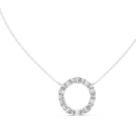 14K Solid Gold Lab Diamond Pendant Necklace, White Gold, view 1