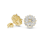 14K Solid Gold Lab Diamond Flower Cluster Earrings, Yellow Gold, view 1