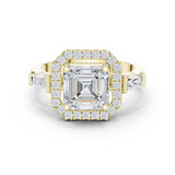 Gold Ring, Asscher center stone, Yellow Gold