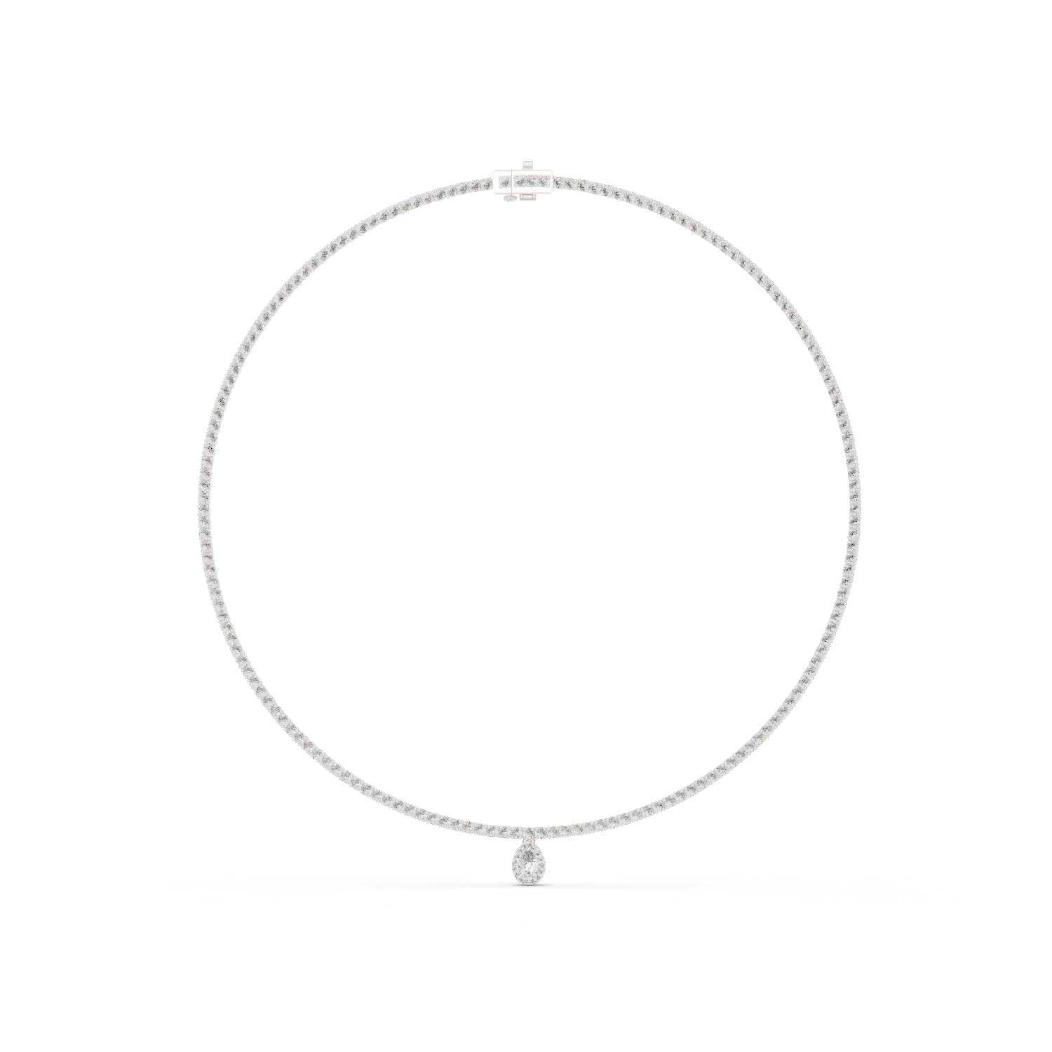 14K Solid Gold Lab Diamond Solitaire Pendant Necklace, White Gold