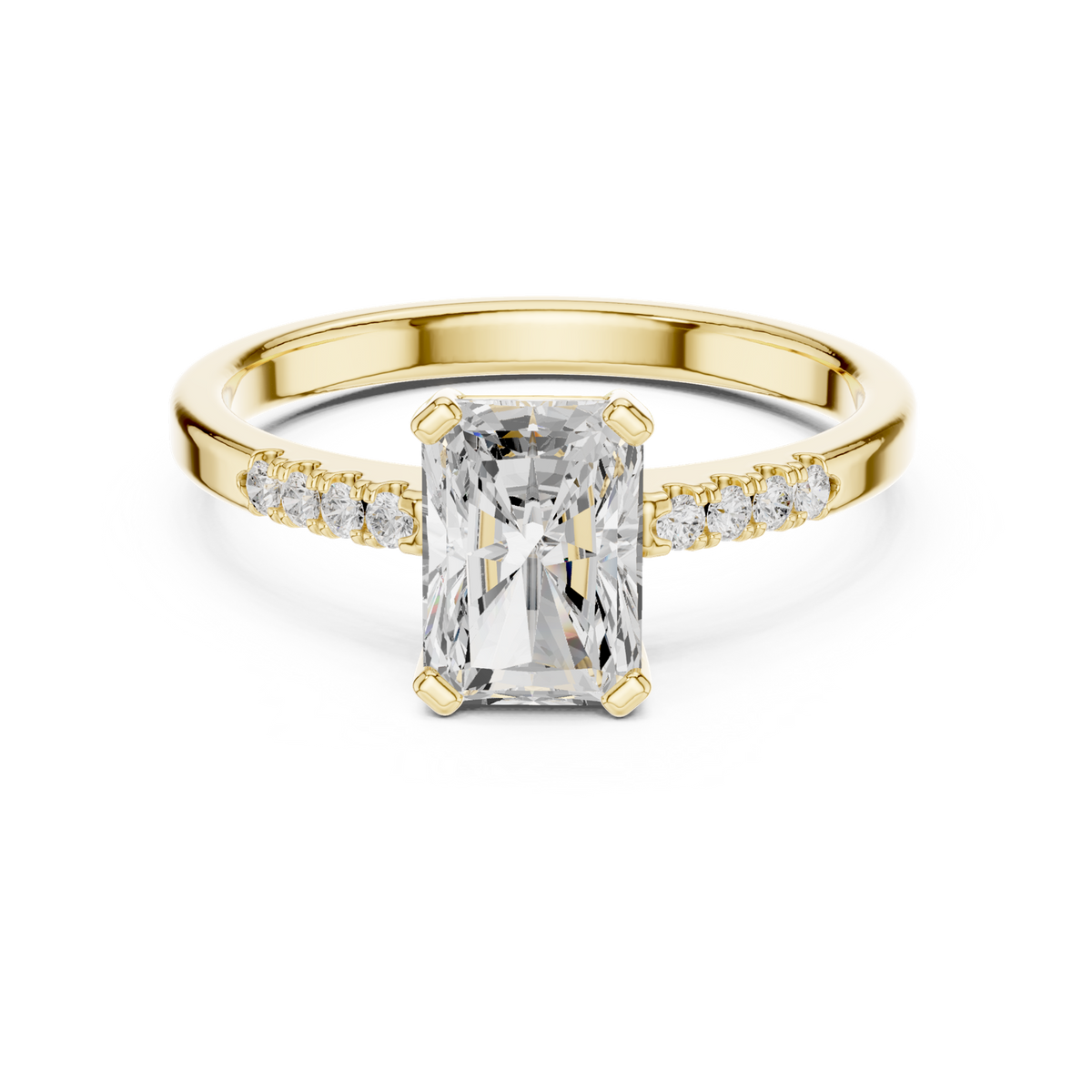14K Solid Gold Lab Diamond Solitaire Ring, Yellow Gold
