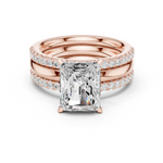 Gold Ring DDLR-302, Radiant center stone, Rose Gold