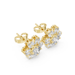 14K Solid Gold Lab Diamond Flower Cluster Earrings, Yellow Gold, view 2