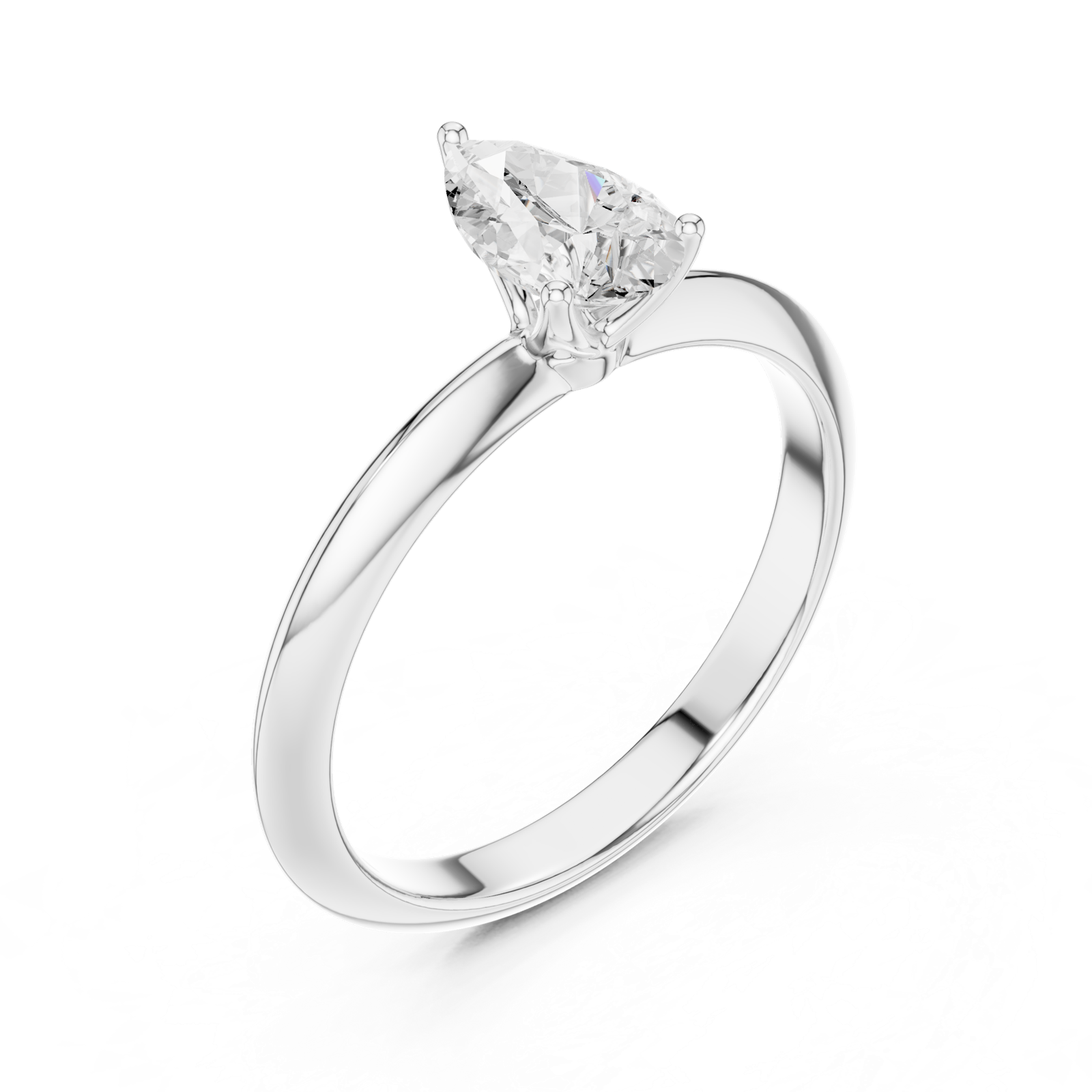 Gold Jewelry L36-6, Pear center stone, White Gold, view 2