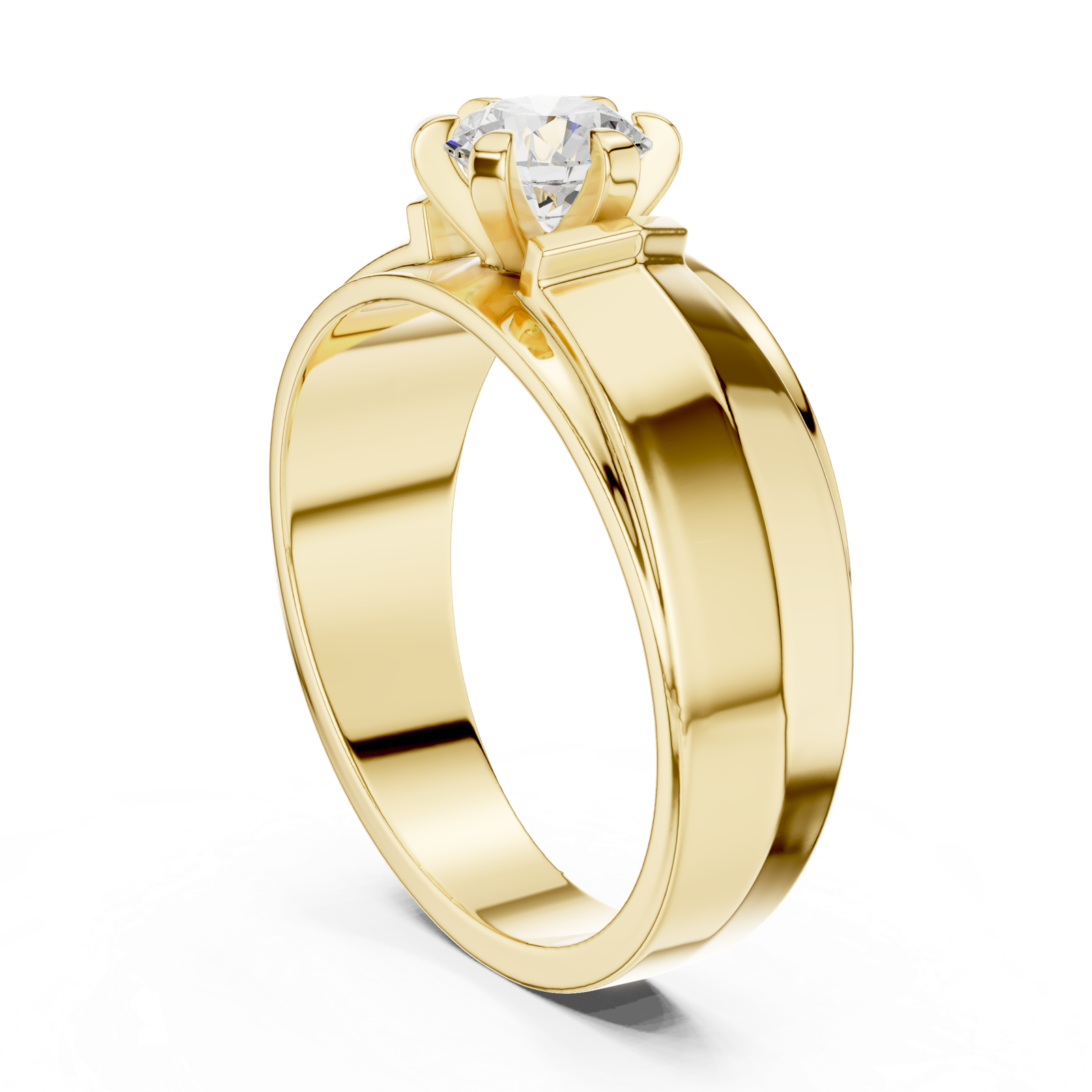 14K Solid Gold Lab Diamond Solitaire Ring, Yellow Gold, view 1