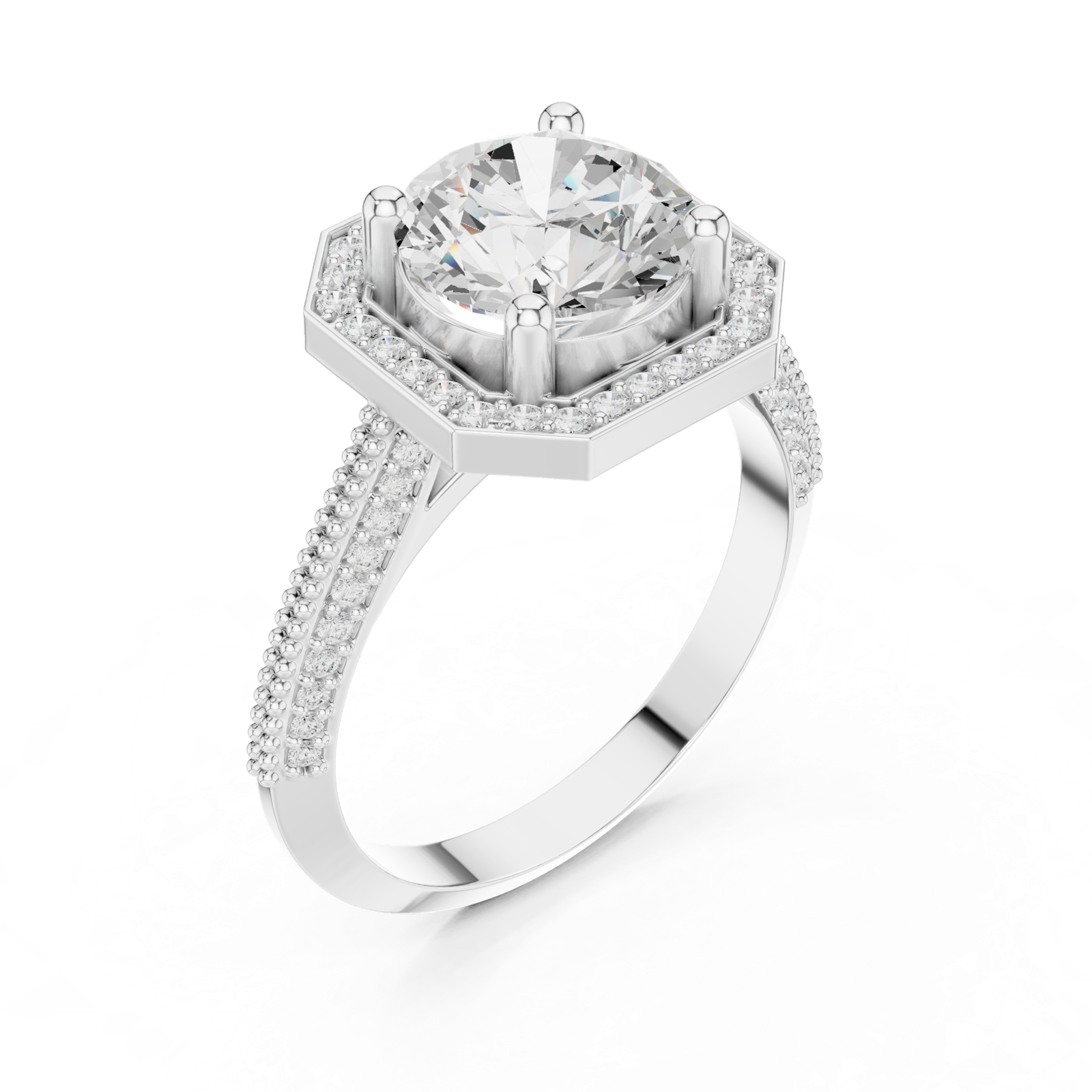 Gold Ring DDLR-407, White Gold, view 2
