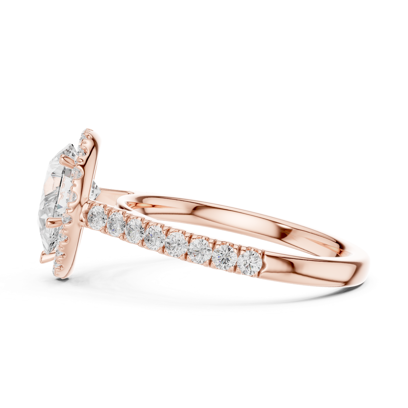 Gold Ring DDLR-118, Pear center stone, Rose Gold, view 3