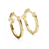 14K Solid Gold Lab Diamond Huggie Earrings, Yellow Gold, view 3