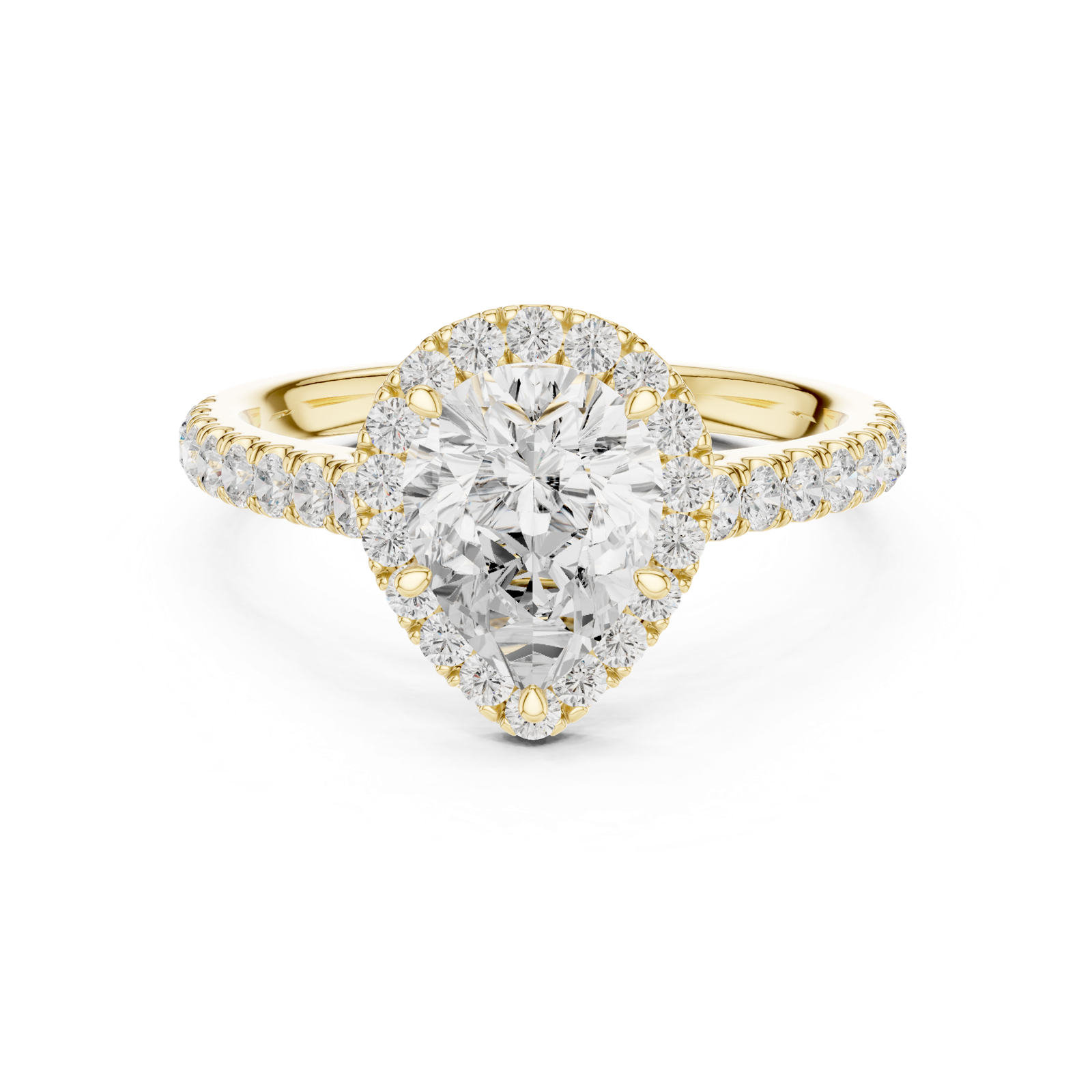 Gold Ring DDLR-118, Pear center stone, Yellow Gold, view 4