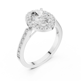 Gold Ring DDLR-349, Oval center stone, White Gold, view 2