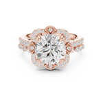 Gold Ring DDLR-442, Round center stone, Rose Gold, view 4