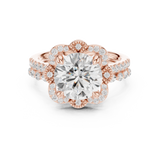 Gold Ring DDLR-442, Round center stone, Rose Gold, view 4