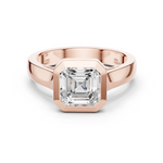 Gold Jewelry L36-3, Asscher center stone, Rose Gold