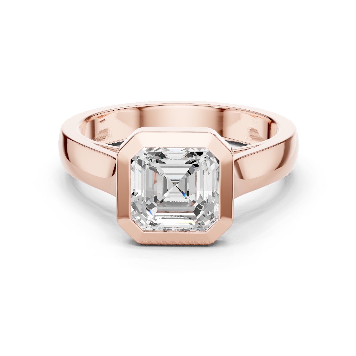 Gold Jewelry L36-3, Asscher center stone, Rose Gold