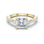Gold Ring, Asscher center stone, Yellow Gold