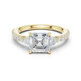 Gold Ring, Asscher center stone, Yellow Gold