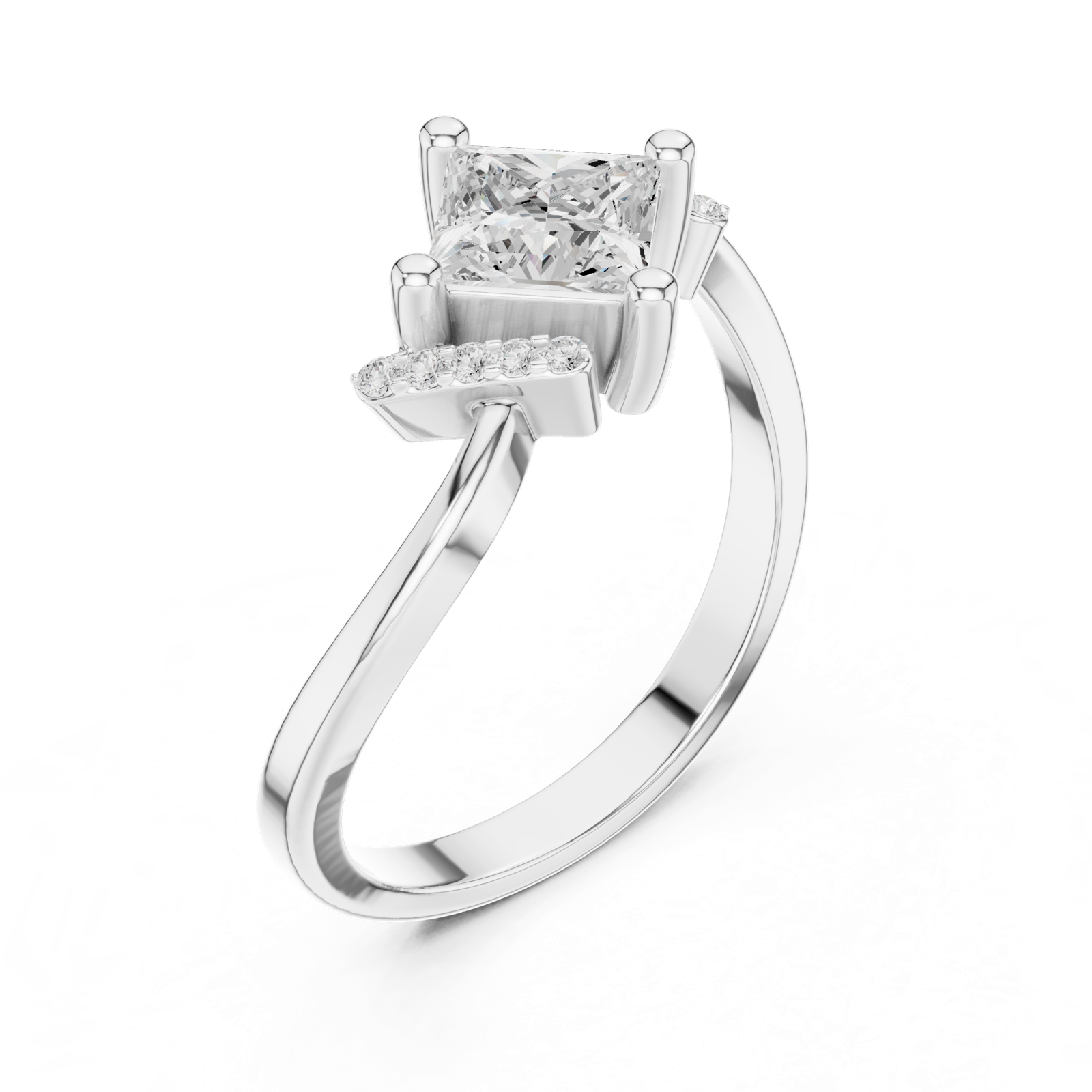 Gold Ring DDLR-507, White Gold, view 2