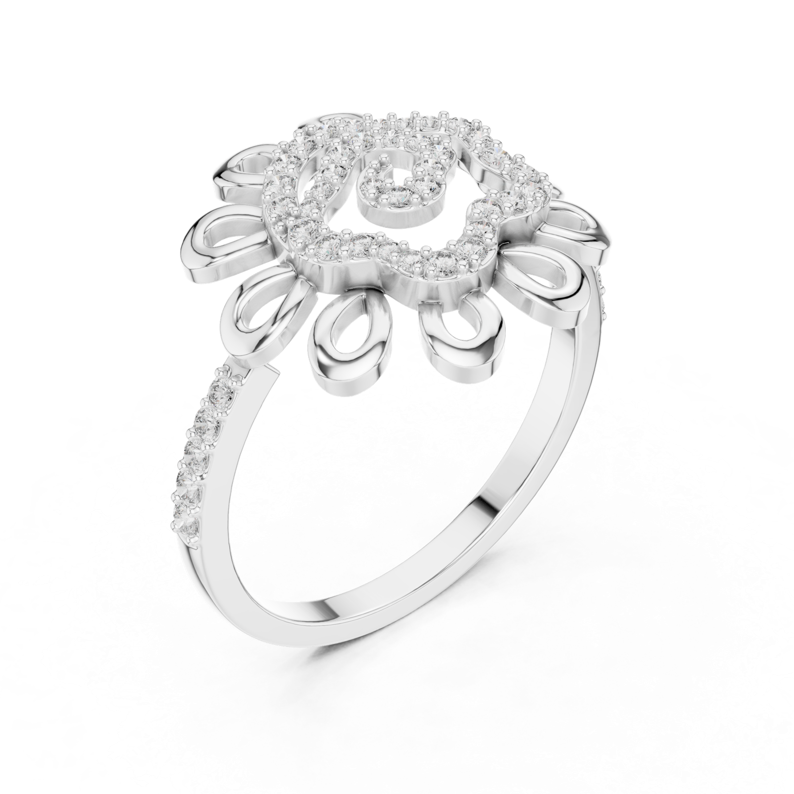 Gold Ring LR-01 (62), White Gold, view 2
