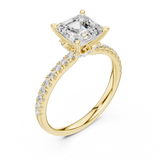 Gold Ring, Asscher center stone, Yellow Gold, view 2