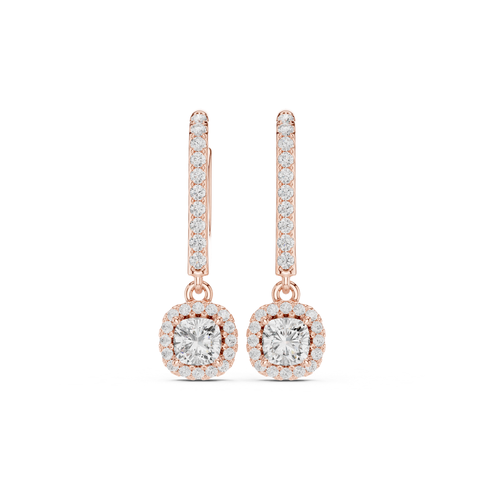 Gold Jewelry DDER-034, Cushion center stone, Rose Gold, view 4