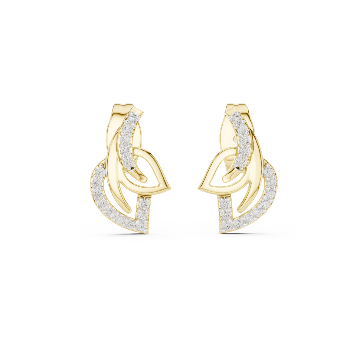 14K Solid Gold Lab Diamond Cluster Earrings, Yellow Gold