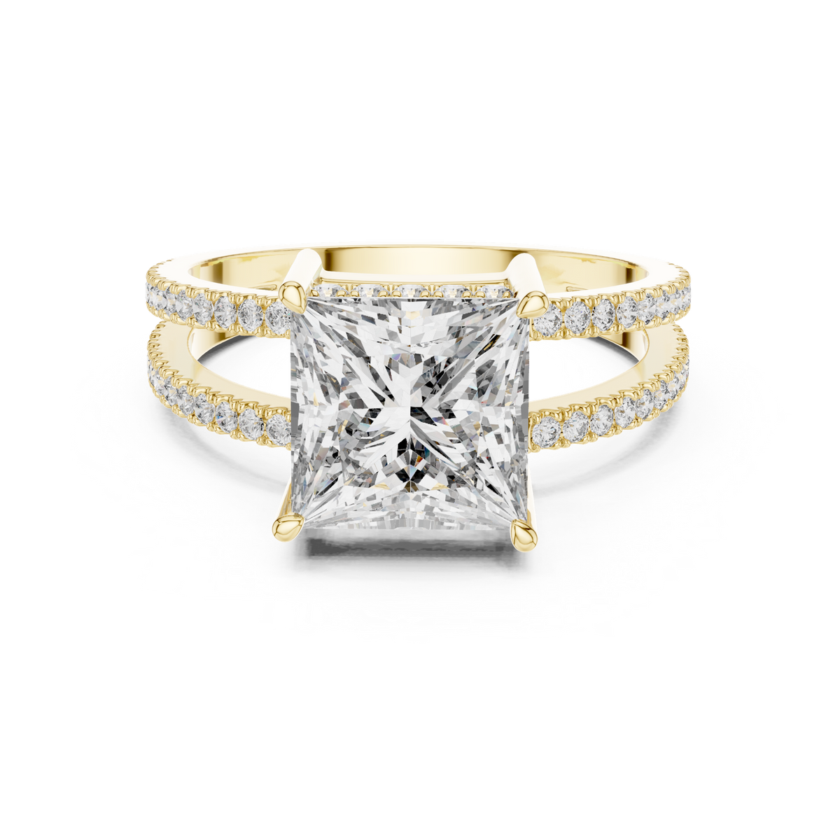 14K Solid Gold Lab Diamond Solitaire Ring, Yellow Gold