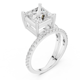 Gold Jewelry L35-39, Princess center stone, White Gold, view 2