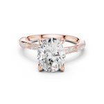 Gold Ring DDLR-167, Oval center stone, Rose Gold
