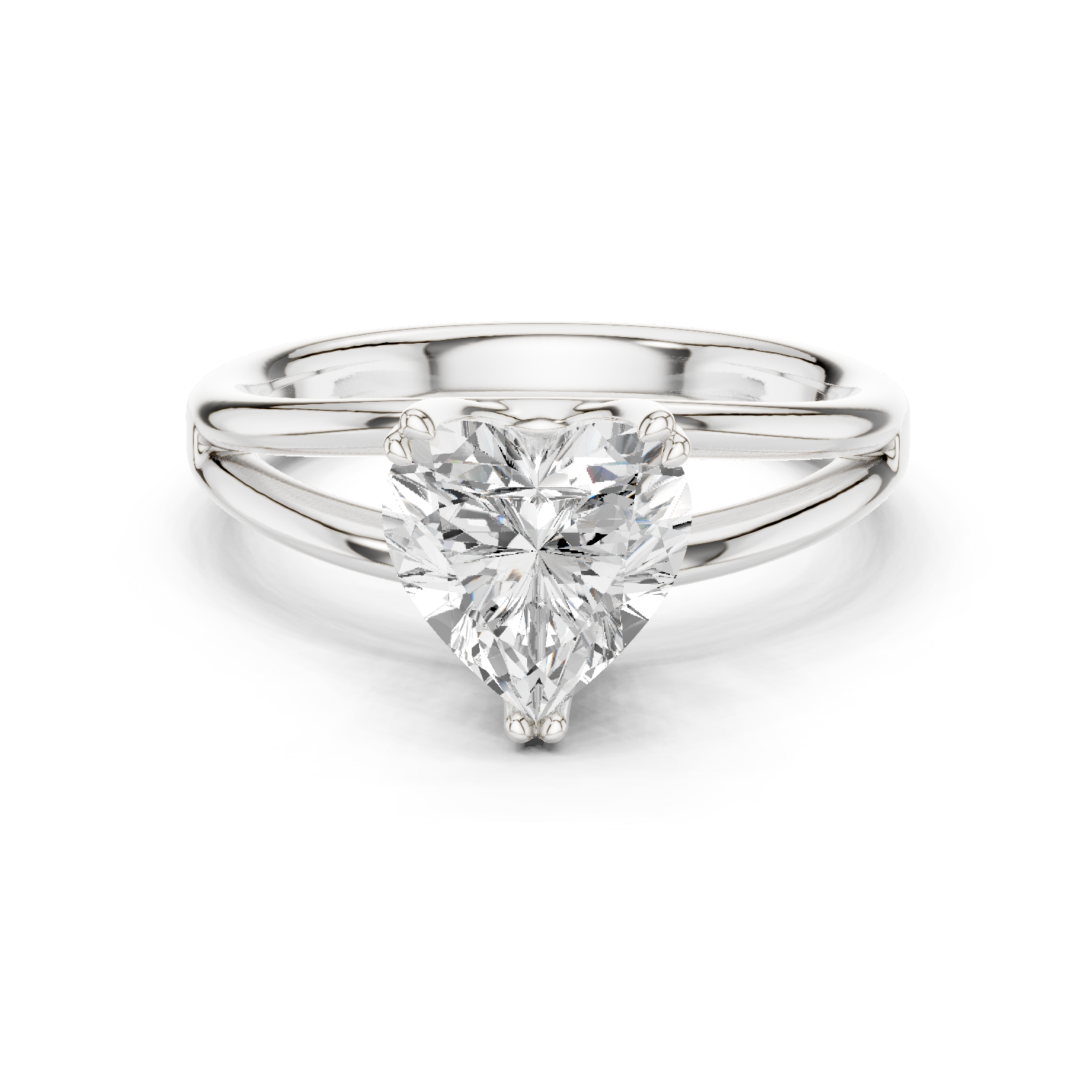 Gold Jewelry L36-7, Heart center stone, White Gold