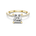 Gold Ring DDLR-040, Asscher center stone, Yellow Gold, view 4