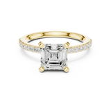 Gold Ring DDLR-040, Asscher center stone, Yellow Gold, view 4