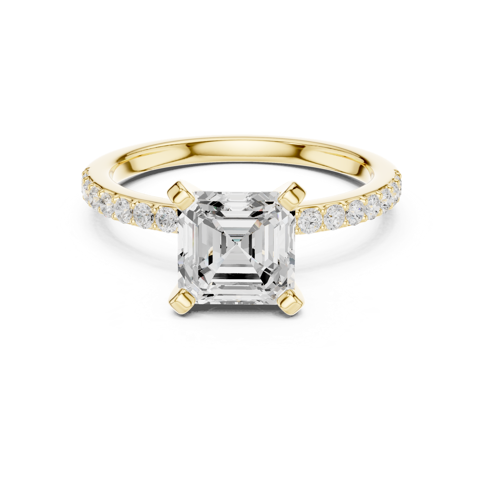 Gold Ring DDLR-040, Asscher center stone, Yellow Gold, view 4