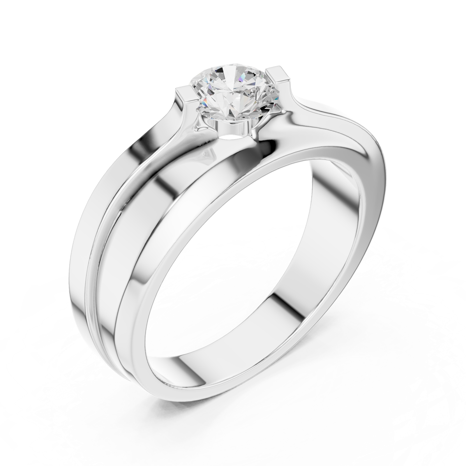 Gold Men's Ring GGR-0030, White Gold, view 2