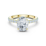 Gold Ring DDLR-165, Oval center stone, Yellow Gold