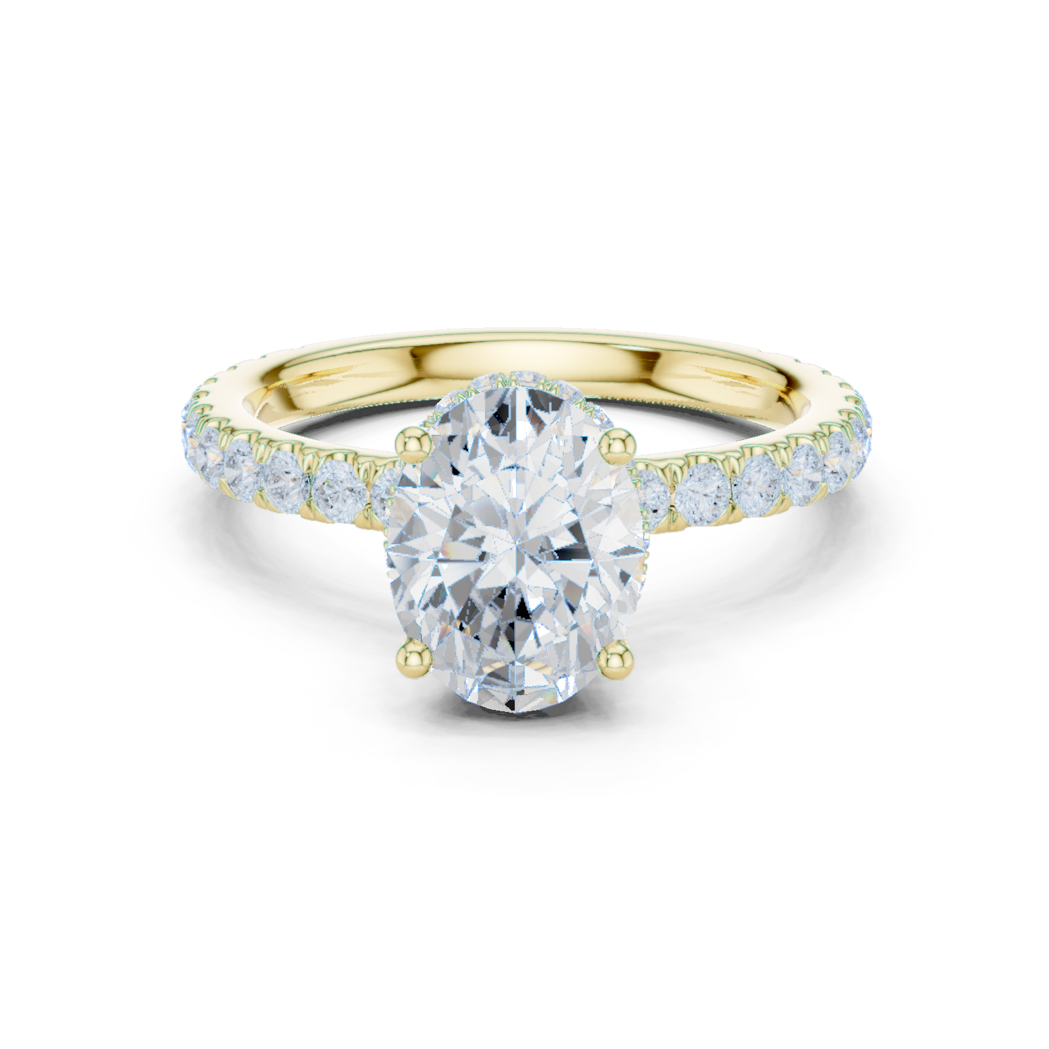 Gold Ring DDLR-165, Oval center stone, Yellow Gold