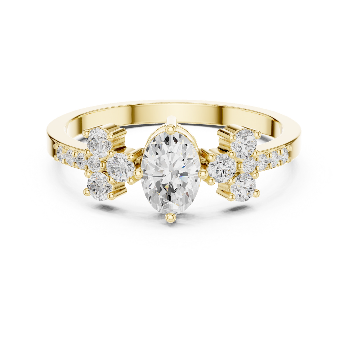 14K Solid Gold Lab Diamond Solitaire Ring, Yellow Gold