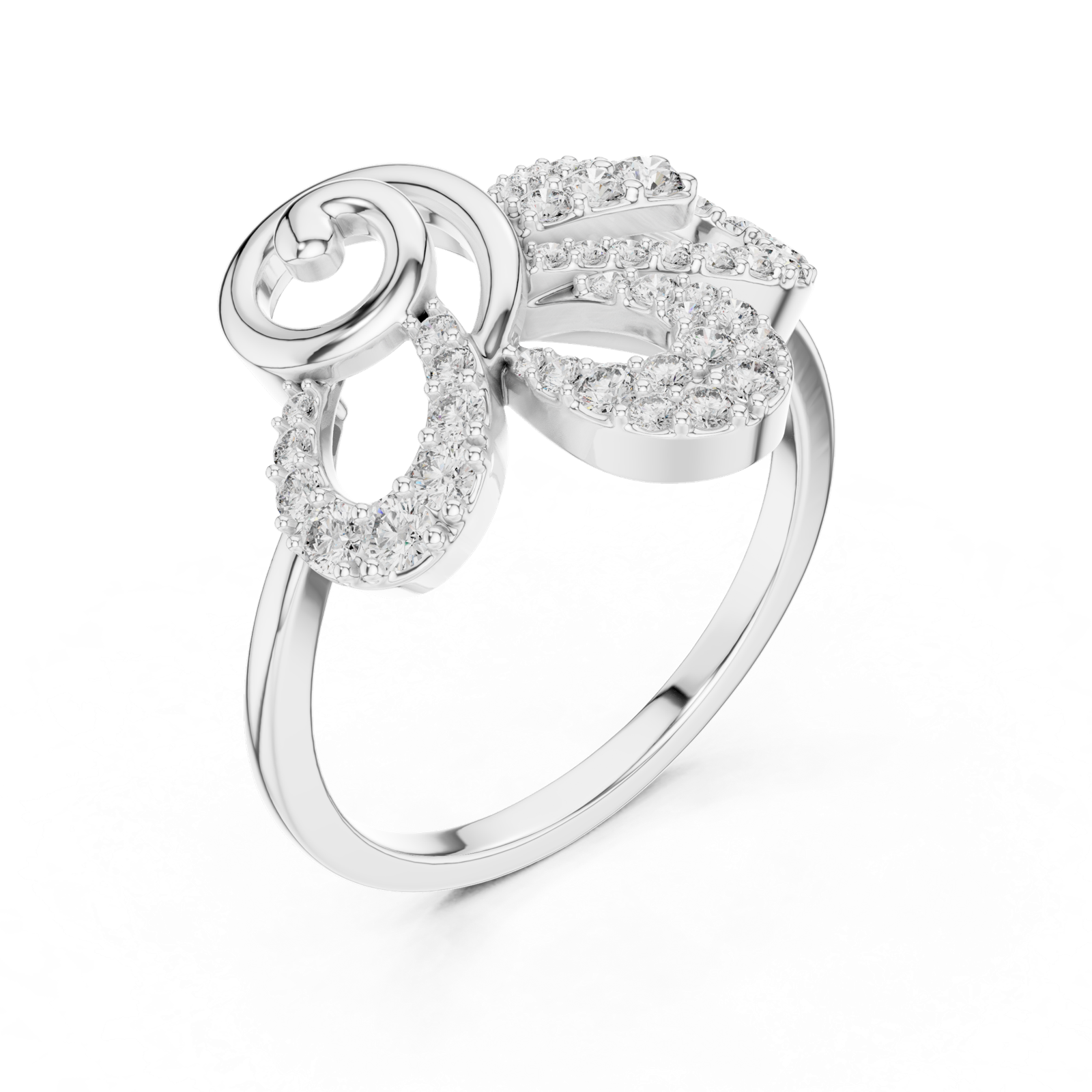 Gold Ring LR-01 (53), White Gold, view 2