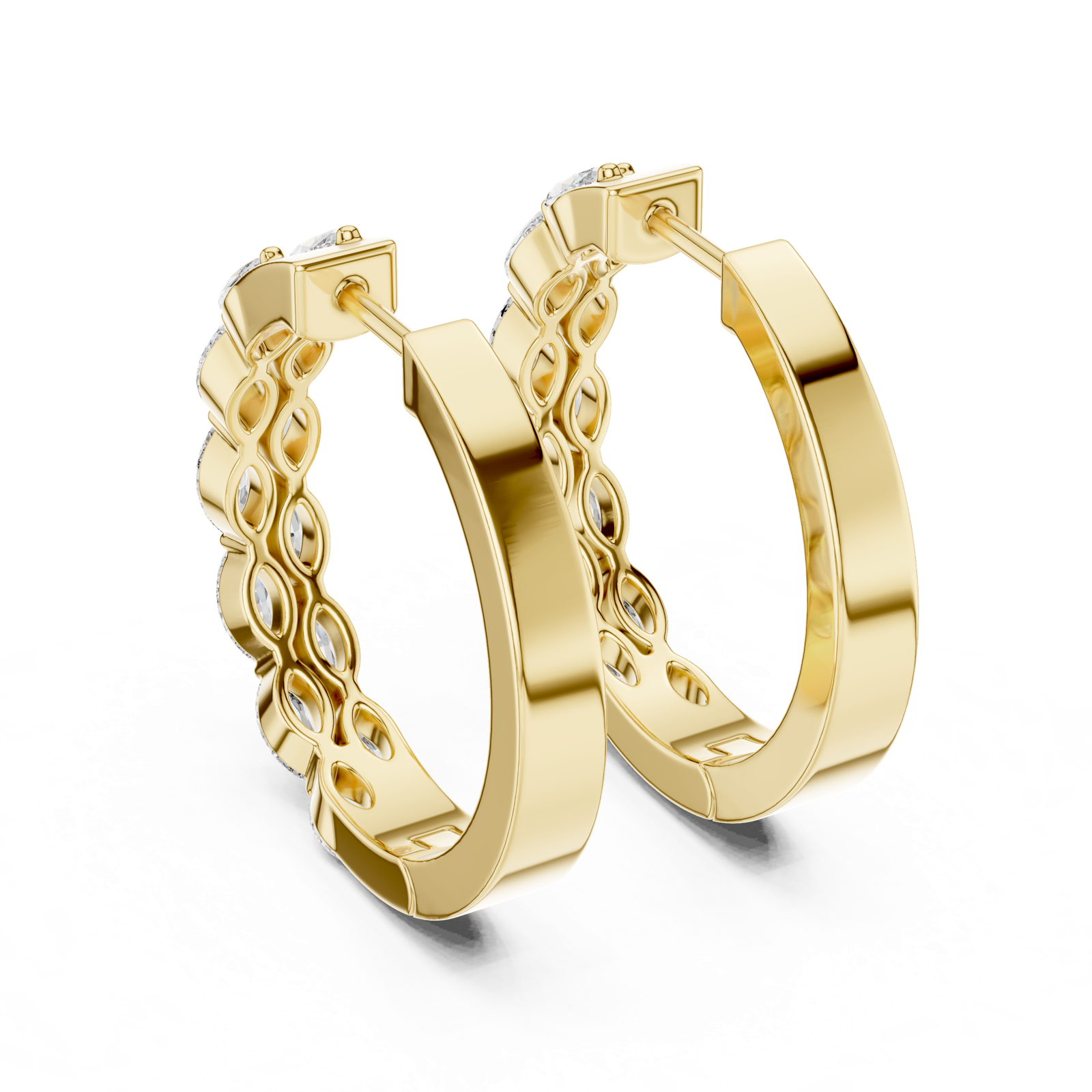 Gold Earrings L02-348, Yellow Gold, view 3