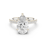 Gold Ring DDLR-250, Pear center stone, White Gold