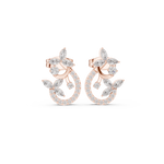 14K Solid Gold Lab Diamond Cluster Earrings, Rose Gold