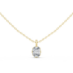 14K Solid Gold Lab Diamond Solitaire Pendant Necklace, Yellow Gold