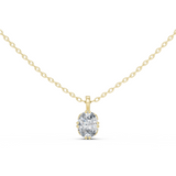 14K Solid Gold Lab Diamond Solitaire Pendant Necklace, Yellow Gold
