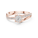 14K Solid Gold Lab Diamond Crossover Ring, Rose Gold