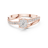 14K Solid Gold Lab Diamond Crossover Ring, Rose Gold