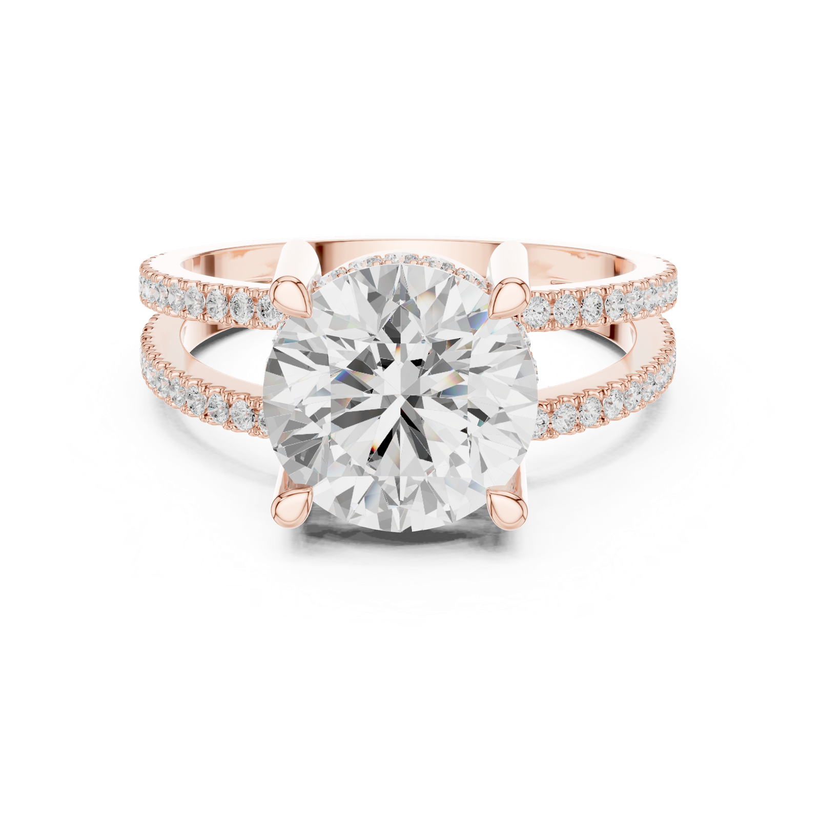 Gold Jewelry L36-13, Round center stone, Rose Gold, view 4